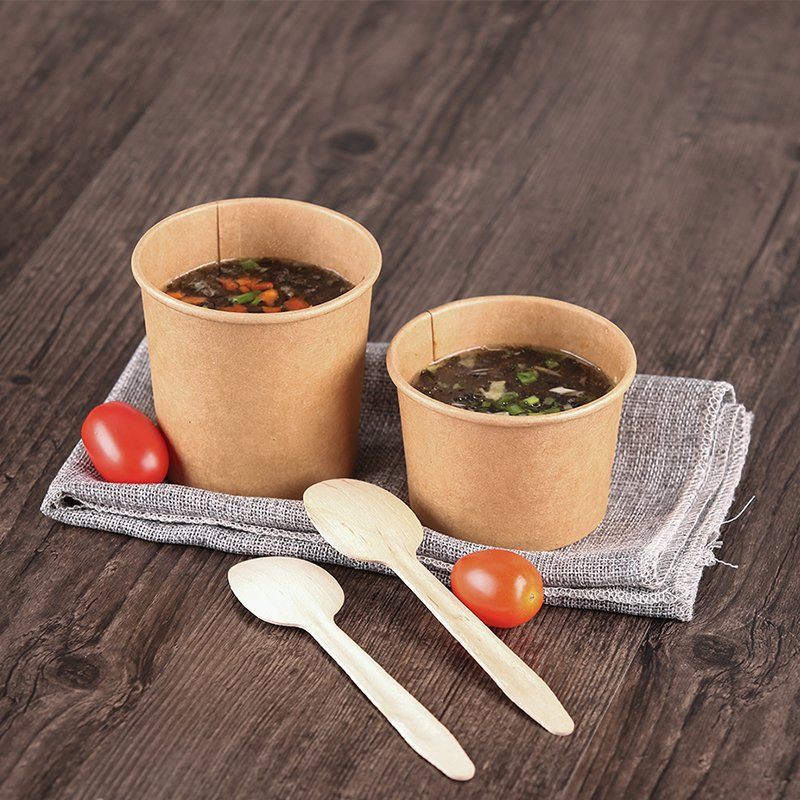 Customizable Round Paper Bowls with Lid, Eco-Friendly Disposable for Noodle Soup