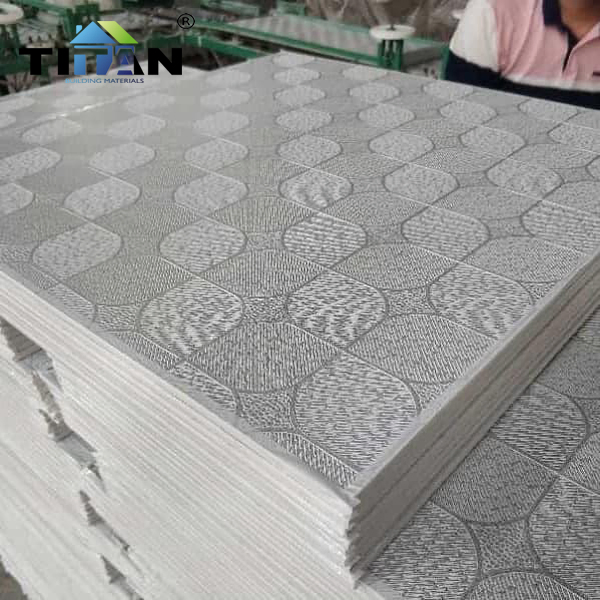 600mm PVC Ceiling Panel Gypsum Tiles Ceiling Faux Plafond 60× 60