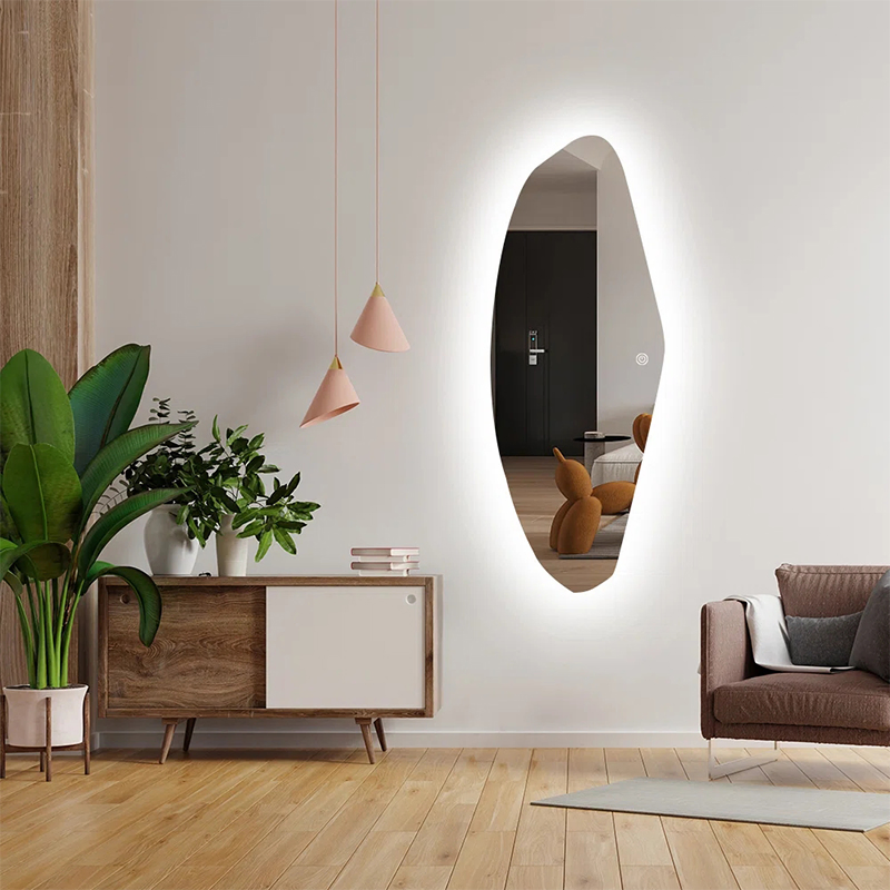 Unique Irregularly Shaped Dressing Mirror with Light for Elegant Spaces