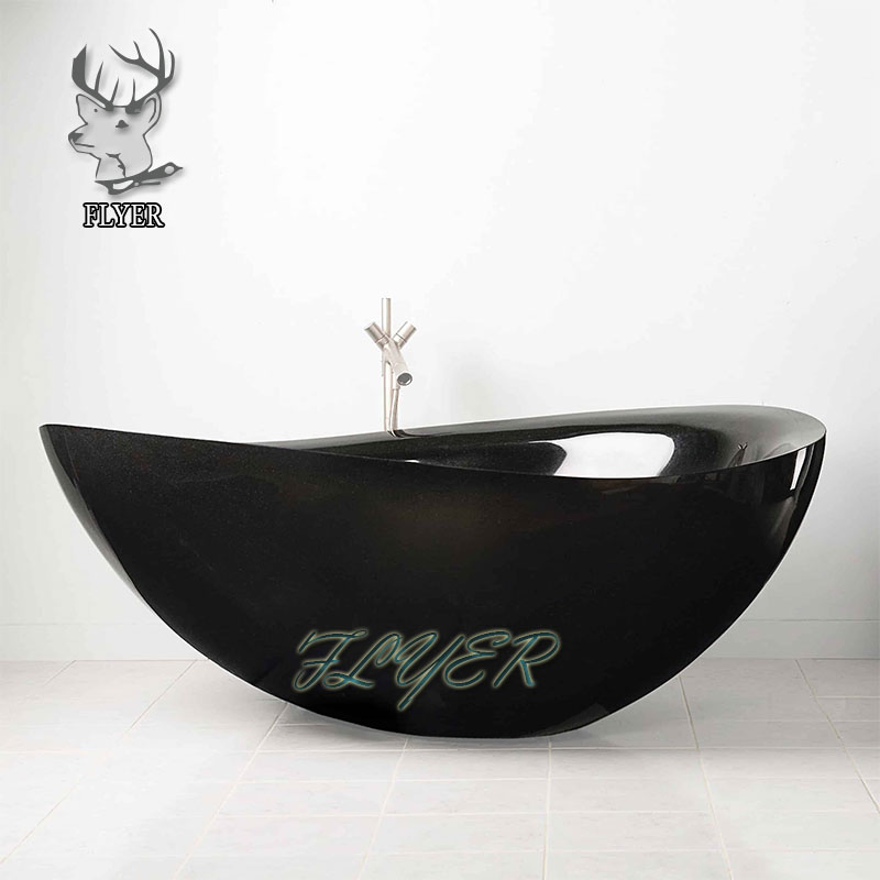 Black Artificial Marble Bathroom Tub Two Person Stone Resin Bathtub