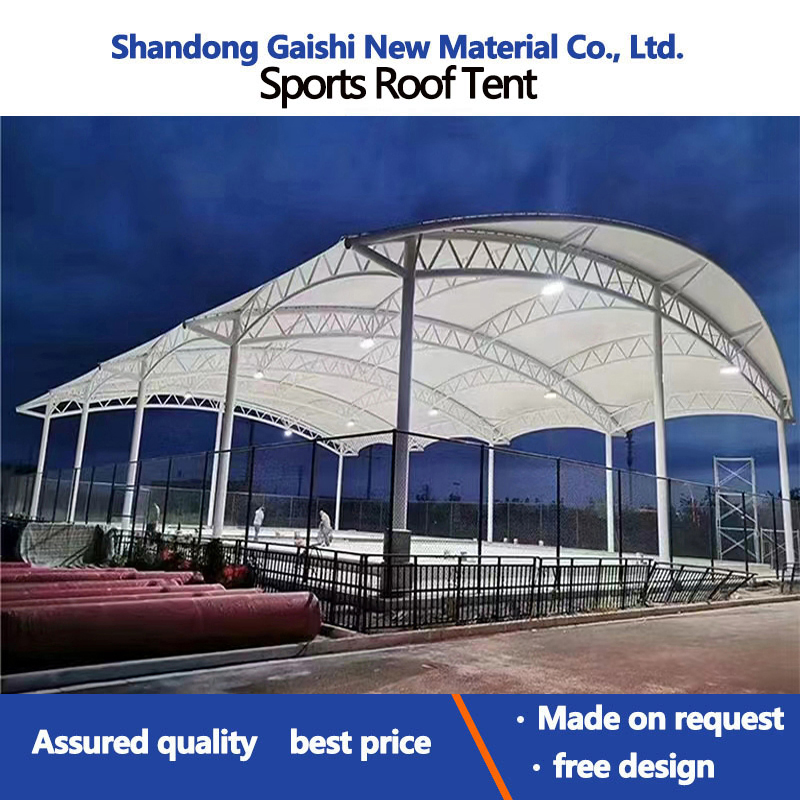 PVDF PTFE Tensile Membrane Awning Sport Pickleball Tennis Padel Court Stadium Roof Tent