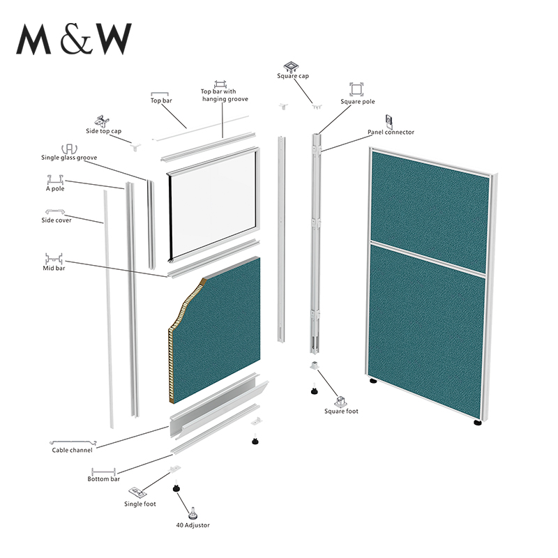 M&W Wholesale Custom Aluminium Profile Office Furniture Accessory