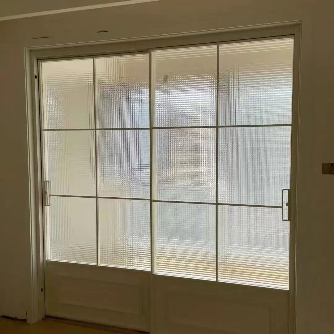 Swing Glass Patterned Double Aluminum Anti-Shatter Decorative Interior Door for Office