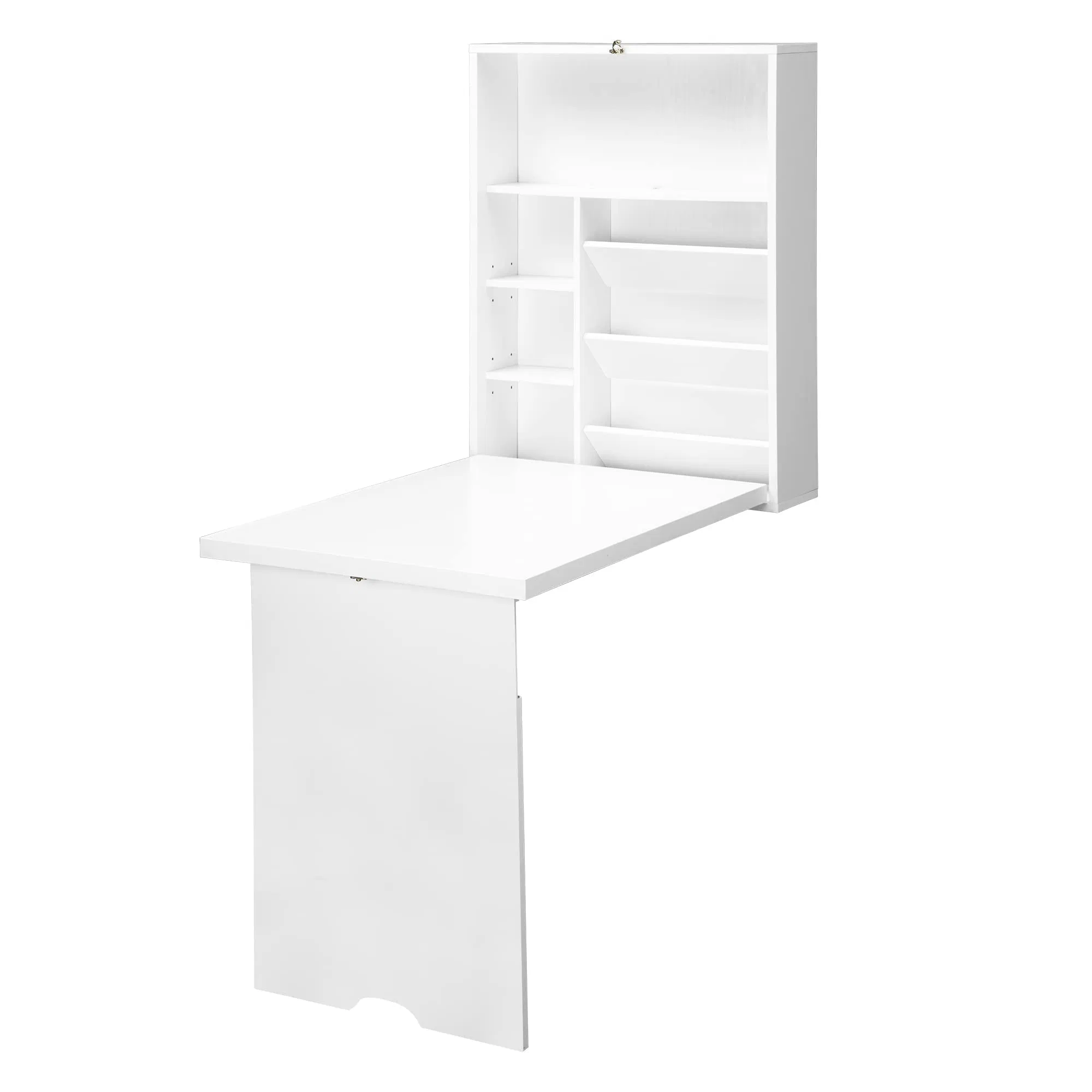 Compact Wall Mounted Convertible Desk Storage White Baby Changing Station