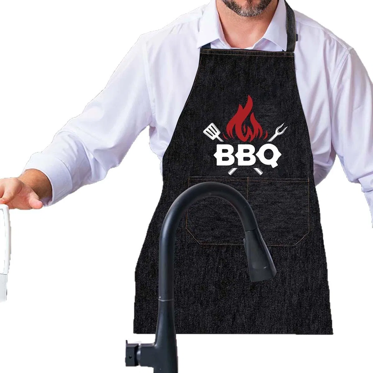 Denim Apron, Restaurant Outdoor Apron, Wear-Resistant and Scratch-Resistant, Thickened Work Apron, Barbecue Apron
