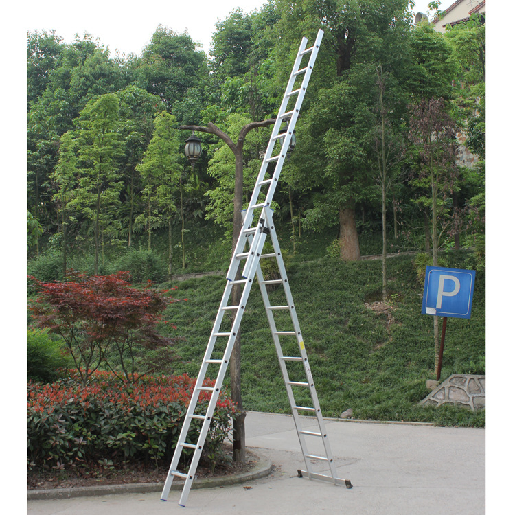1200cm Height 3*16 Steps Electric Attic Lightweight Folding Step 3 Section Extension Ladder