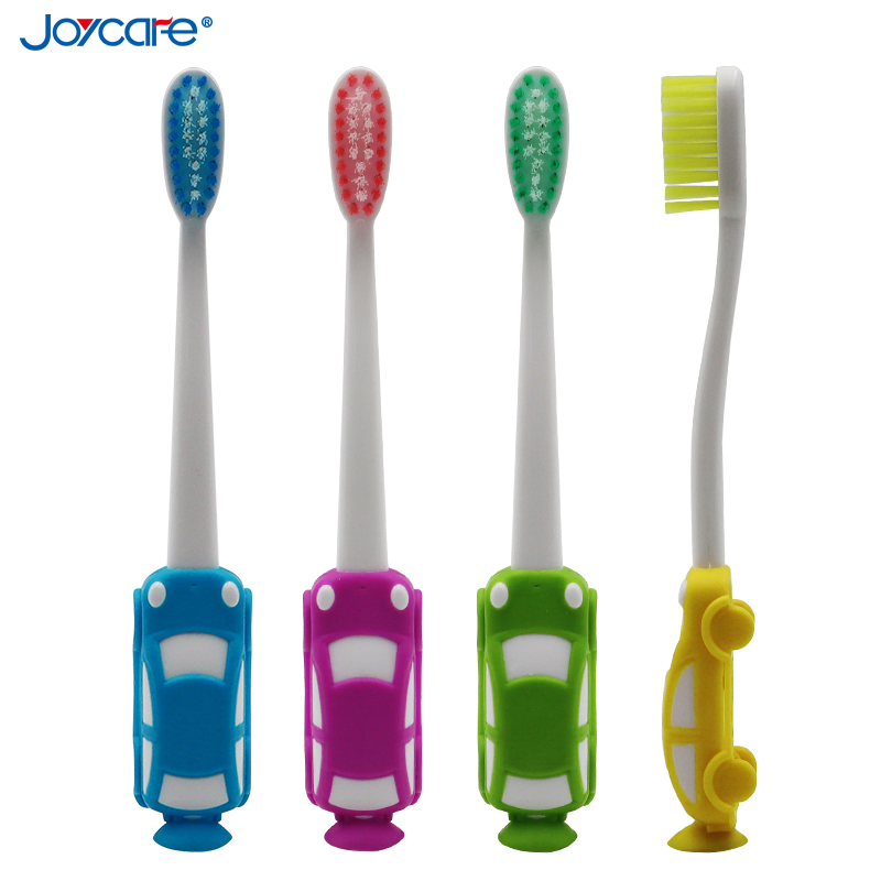 Cute Car Design Gentle Kid Child Soft Bristles Toothbrush with Suction Cup for Travel Home