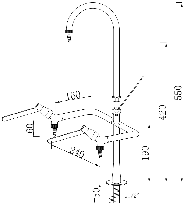 Лабораторный кран двойной/тройной подачи воды