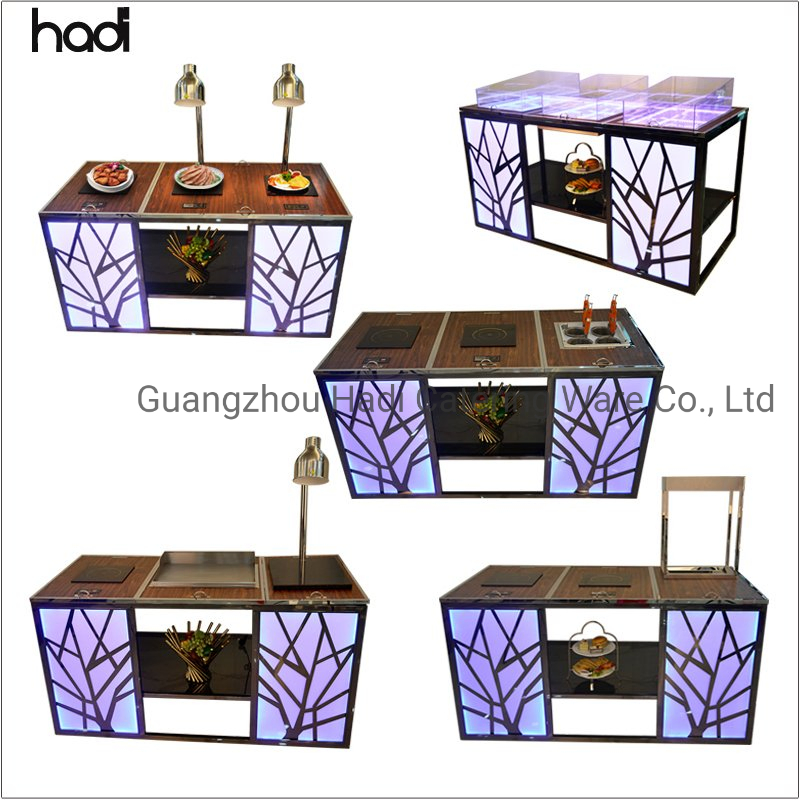 Multifunction Wholesale Buffet Table Tempered Glass Modern Design LED Lighted Nordic Italian Small Folding Hotel Stainless Steel Antique Square Coffee Tables