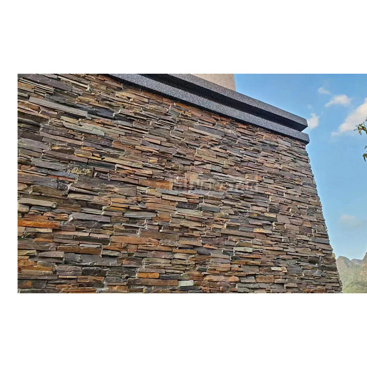 Tile Natural Slate Culture Stone Wall Cladding Decorative Slate Stone Veneer Sheet for Tall Building Outdoor Rusty Stone