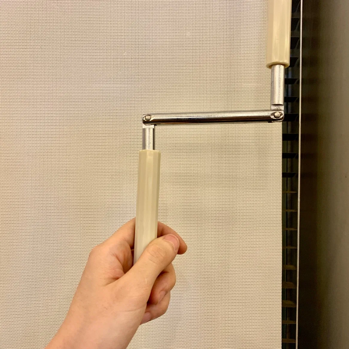 Outdoor Roller Shade Fabric Blind Mocha Cordless Roll up Shades Wand Operation