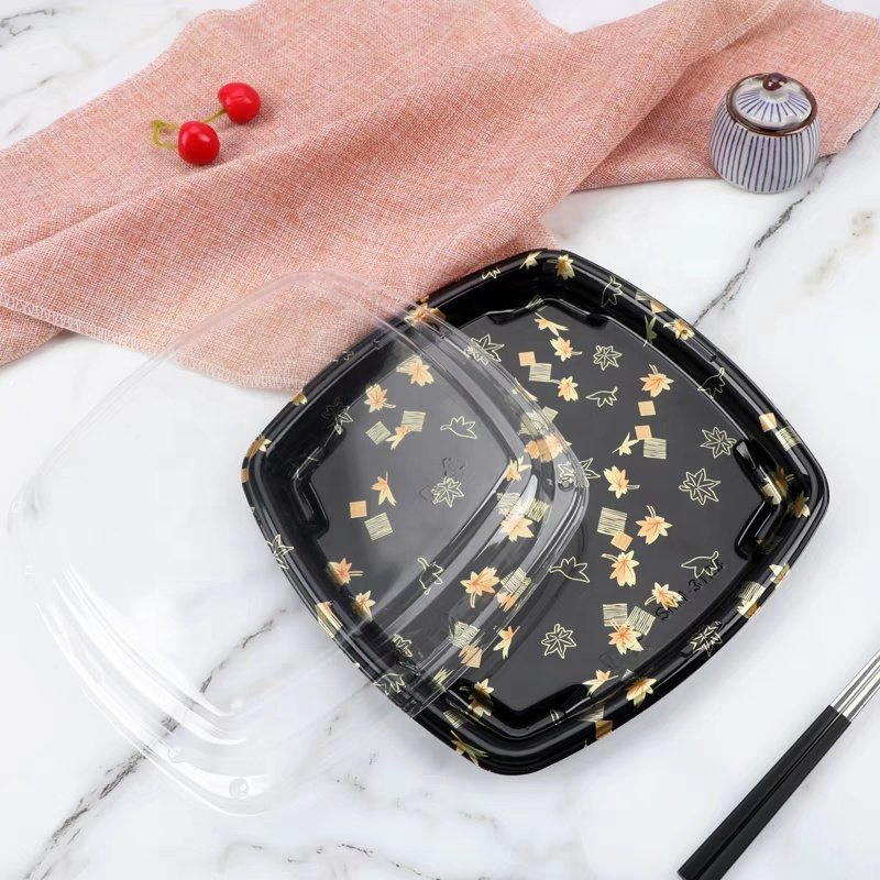 Hot Sale Party Sushi Tray Plastic Square Packing Box Disposable Sushi Tray
