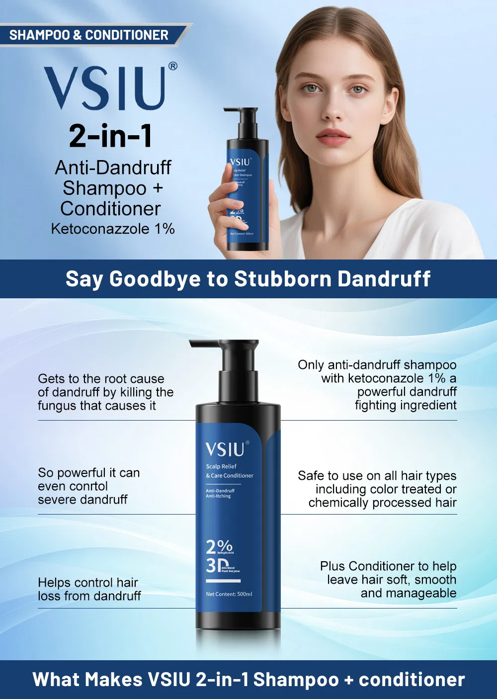 China Factory Supply OEM Private Label Hair Care Best Anti Dandruff Shampoo