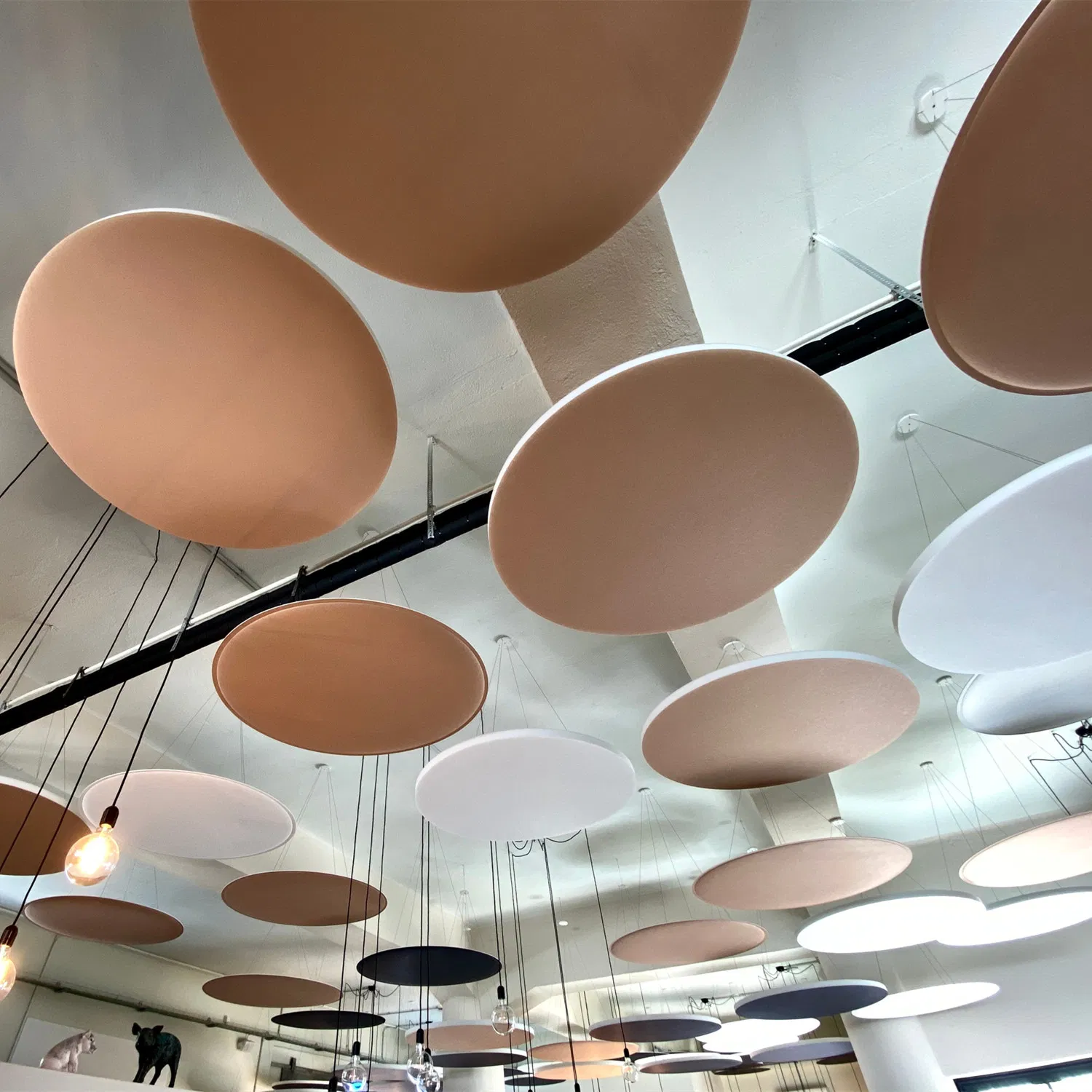 1200mm Flat Fiberglass Panel Ceiling Round Ceiling 30mm Pantone Colors Available