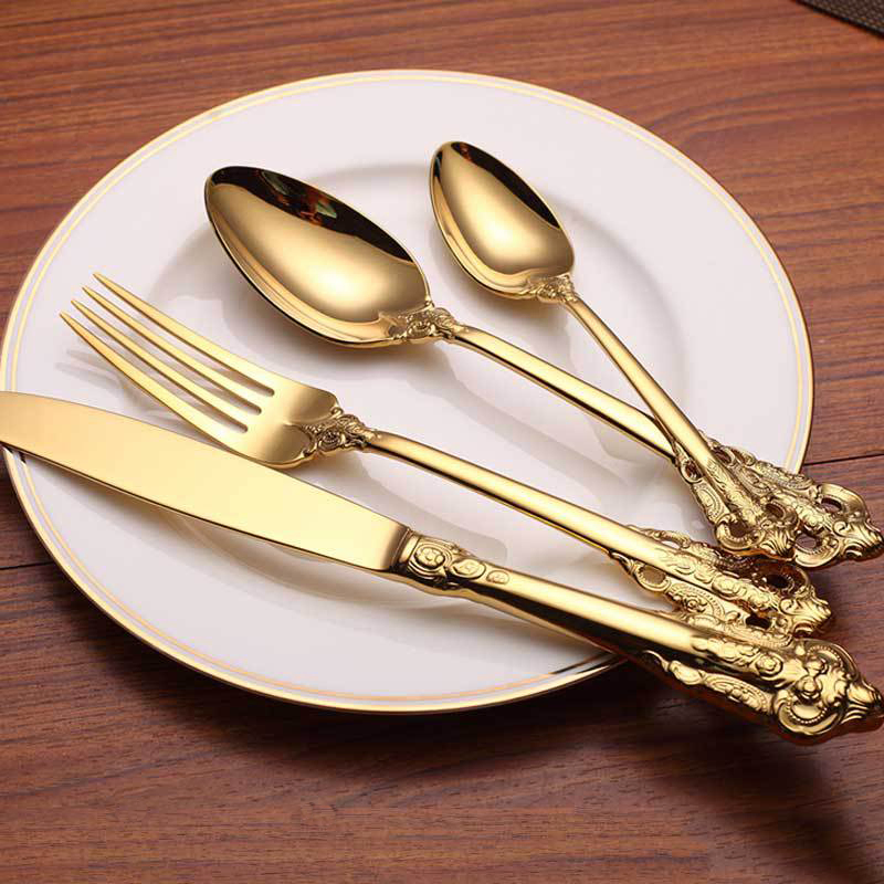 Stainless Steel Cutlery Set Palace Series Gold Plated Vintage Cutlery