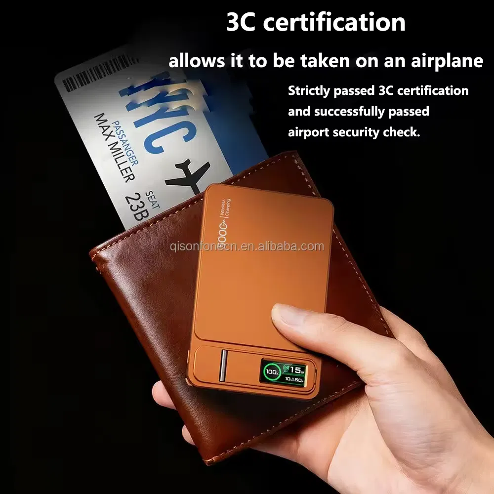 Pd20W Custom Logo Ultra Thin Power Banks Battery Pack Power Bank Portable Charger Wireless Magnetic Power Bank 10000mAh