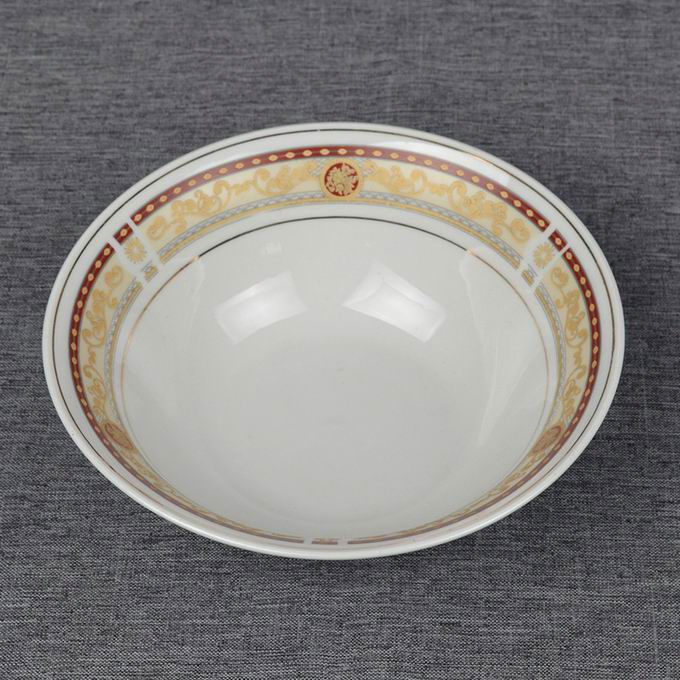 7" 5-10 Inch Salad Bowl Cut Roud Edge with Round Decals Golden Line Food Porcelainware Ceramics Stoneware Tableware