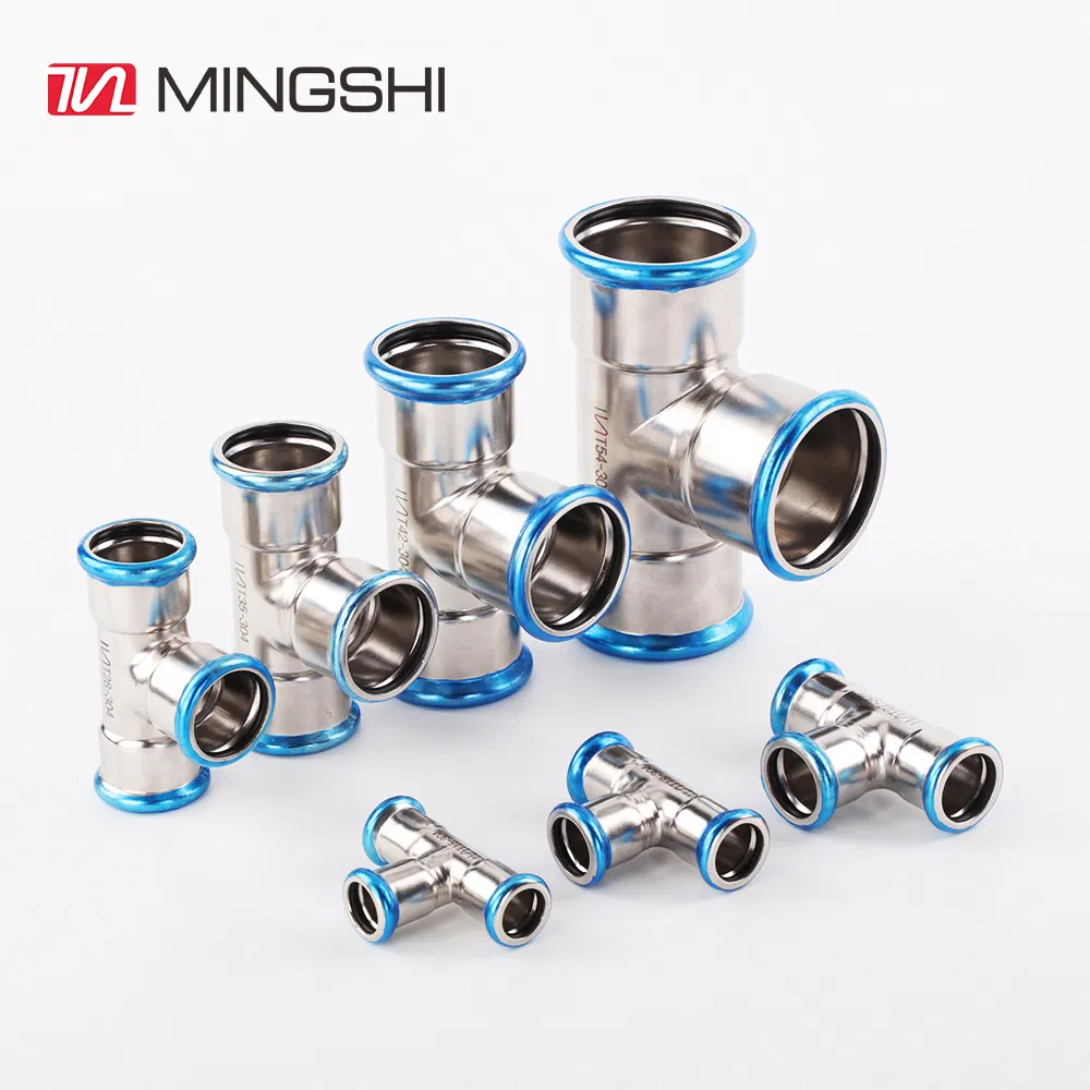 M-Type Hot/Cold Water Stainless Steel 304 Pipe Joint Press Fit Fittings Adapter DN15-100 Tee Stainless Steel