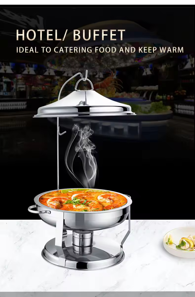 Xiangsheng 6L Stainless Steel Round Chafing Dish with Hanging Lid