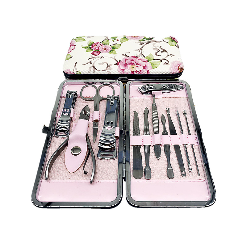 12-Piece Nail Tools Portable Leather Bag Manicure Nail Clipper