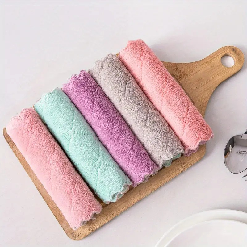 Absorbent Coral Fleece Microfiber Kitchen Dish Cloths Reusable Dish Cloth Towels