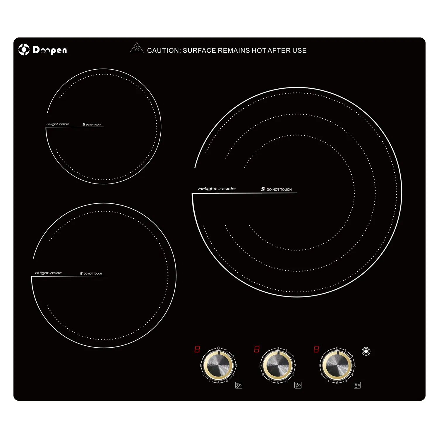 Electric Cooktop 24 Inch - 3 Burner Bulit-in Electric Ceramic Cooktop, Radiant Ceramic Stovetop with 9 Heating Level, 6000W 220-240V