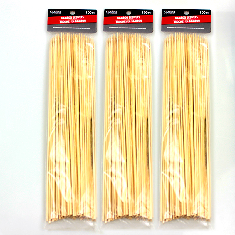 Biodegradable Disposable Bamboo Tableware 300mm Length Bamboo Stick Custom for BBQ