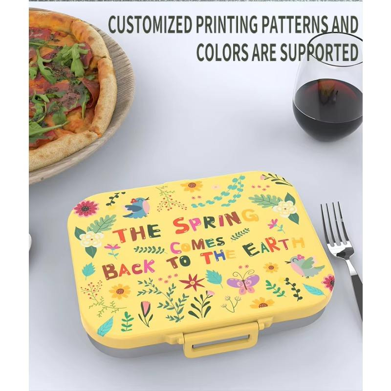 Classic Style Stainless Steel Lunch Box Plastic Lid Kids Rectangle Food Container