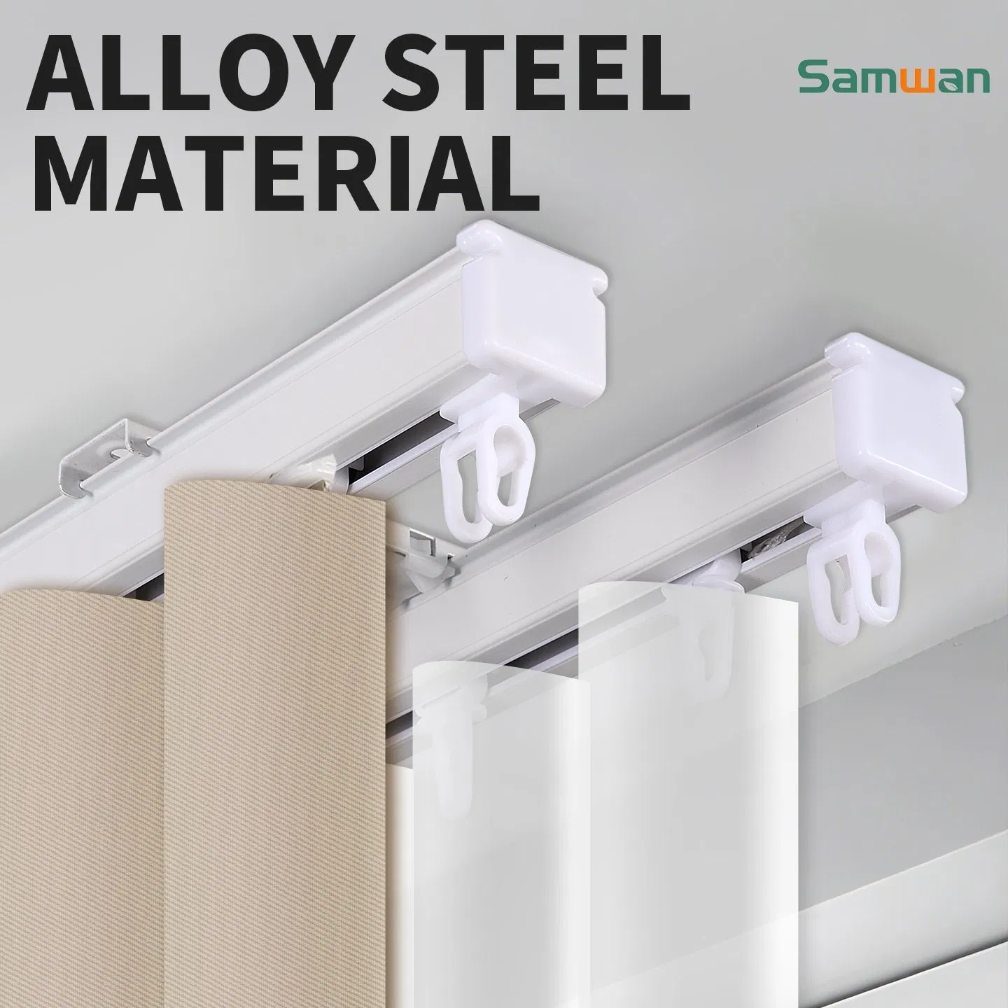 High Quality Classic Office Specific Rust Proof Silent Square Curtain Track