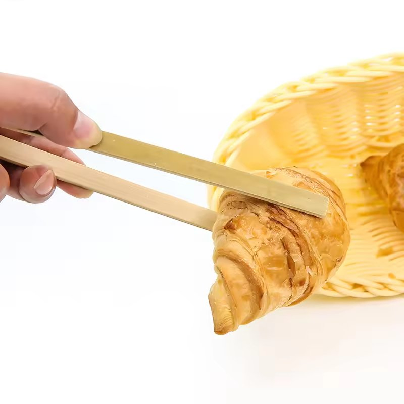 Naturally Eco-Friendly Bamboo Kitchen Utensils Cooking Toast Bread Pickles Gripper Bamboo Tea Tongs Wood Food Serving Clips