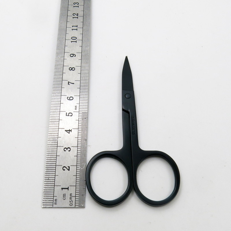 Black Color with Stainless Steel Sharp Beauty Makeup Scissors for Eyebrow Hair Facial Trimming Tweezers