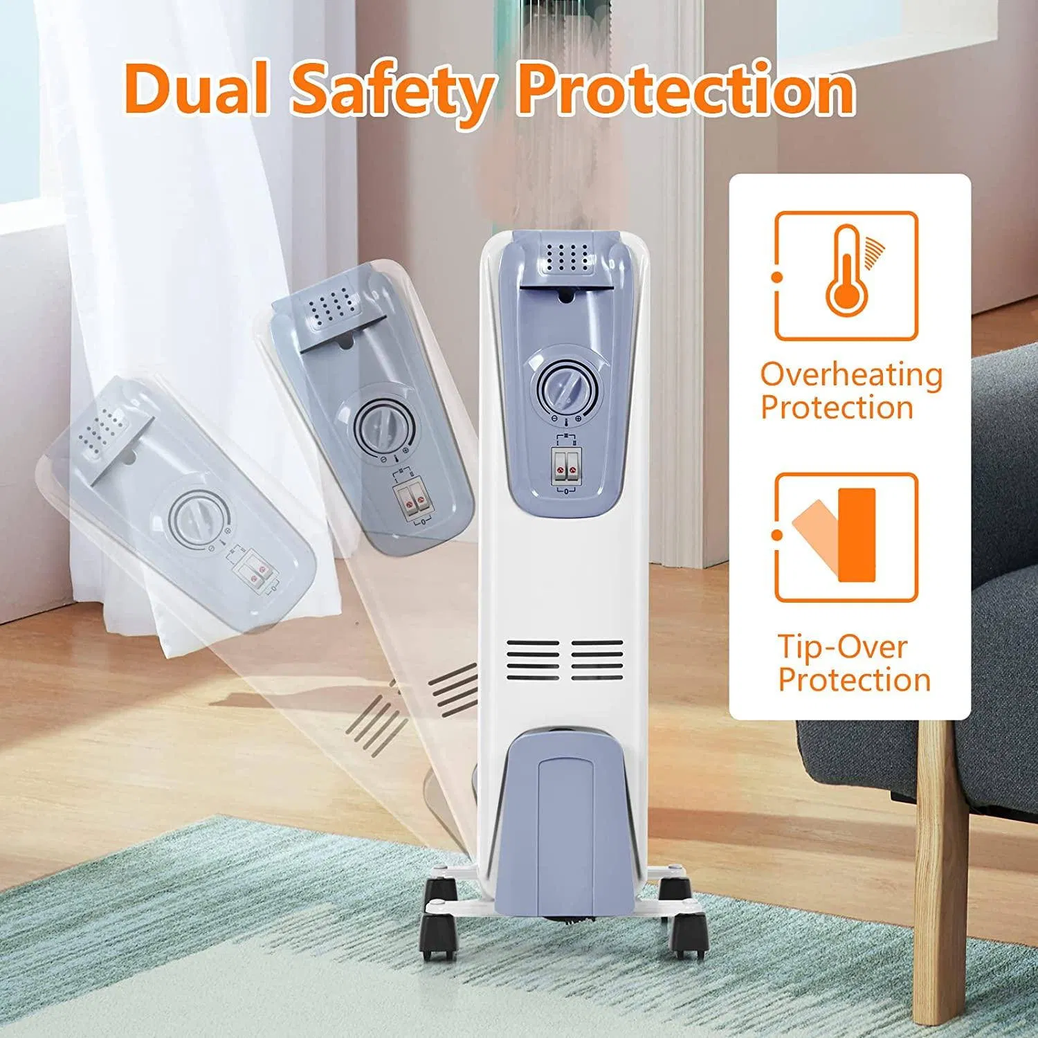 Electric Thermal Radiator Heaters with Oil Filled Energy Saving Heating