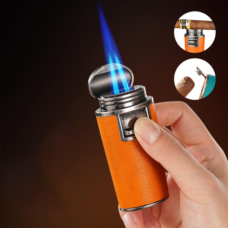 Cigar Specific Dual Flame Lighter with Cigar Cutter