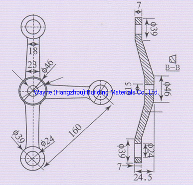 160mm Stainless Steel Glass Spider Fitting with 3 Arms; Glass Fitting Hardware, Point-Fixed Curtain Wall Hardware with High Quality and Best Price
