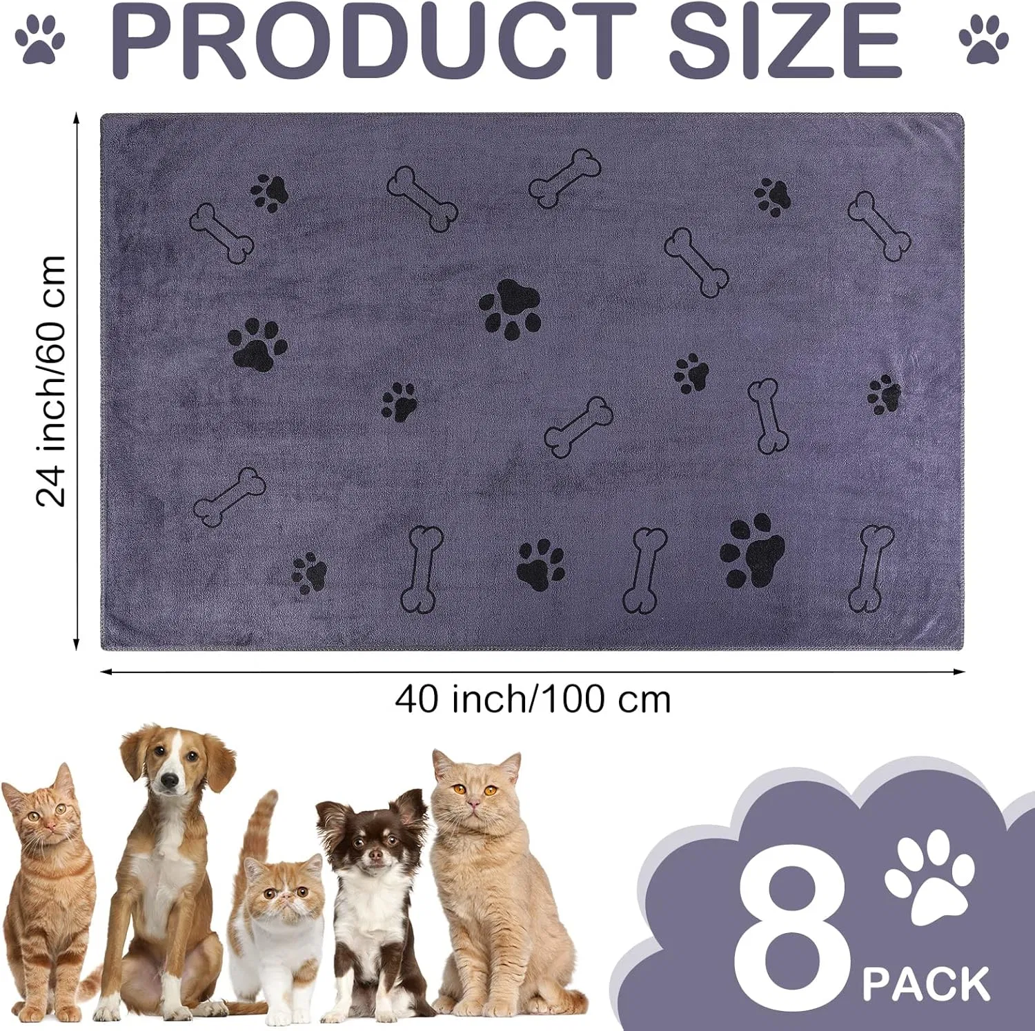 Wholesale Microfiber Dog Towel Soft Super Absorbent Quick Drying Custom Embroidered Logo Pet Towel