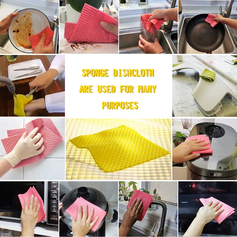 Esun Home Cleaning Product Degradable Lazy Absorbent Kitchen Cellulose Sponge Cloths Swedish Dishcloth