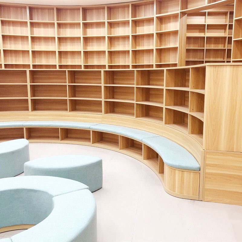 Мебель для библиотеки деревянная стеллаж с сиденьями