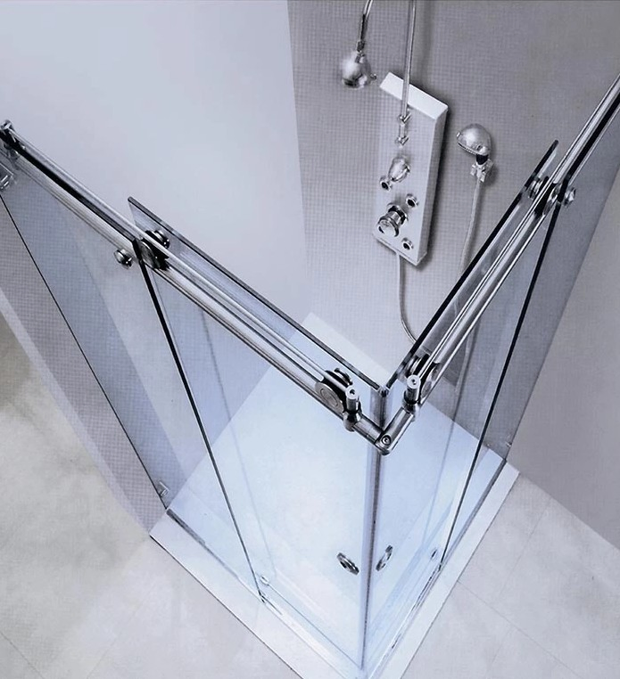 Ss 304 Bathroom Sliding Glass Door Hardware Shower Enclosure Kit