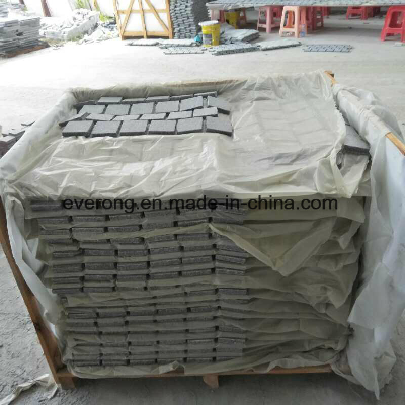 Interlocking Flamed Finish Light Grey /Dark Grey Cobblestone on Mesh for Driveway Walkway Pavement