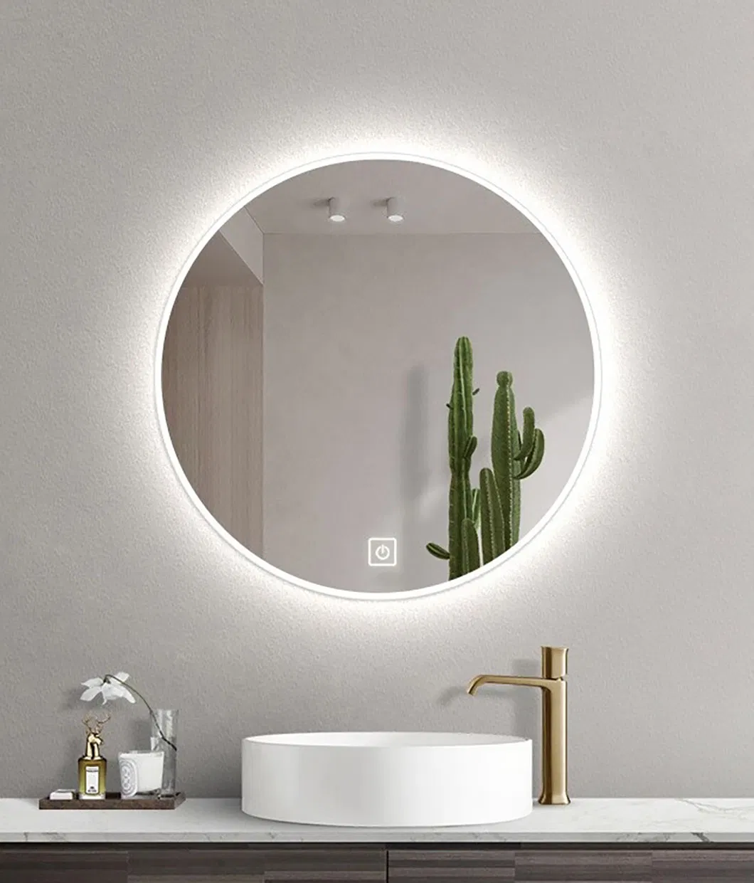 Hot Sale Classic Black Round Smart Multi-Function LED Mirror