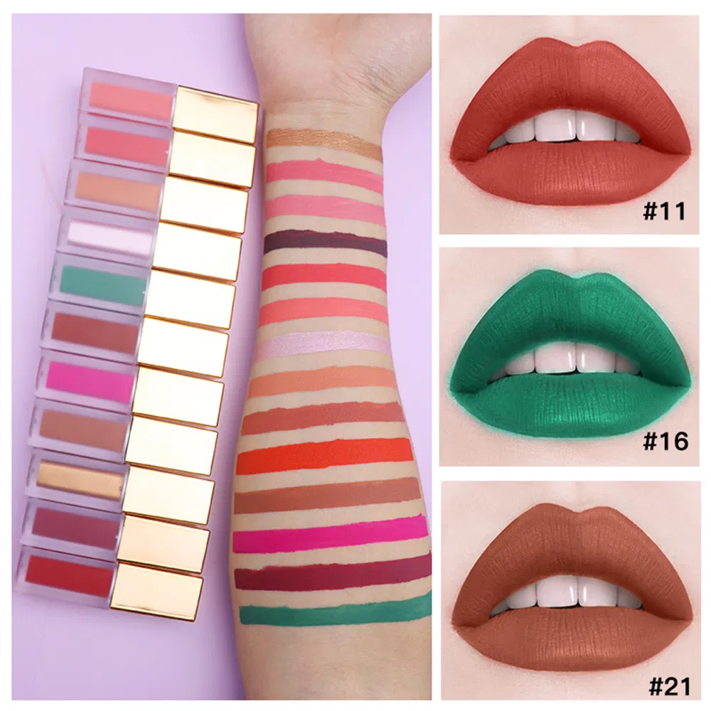 OEM Gold Cover Square 29 Color Matte Long Lasting Gloss Lip Gloss Liquid Lipstick Makeup