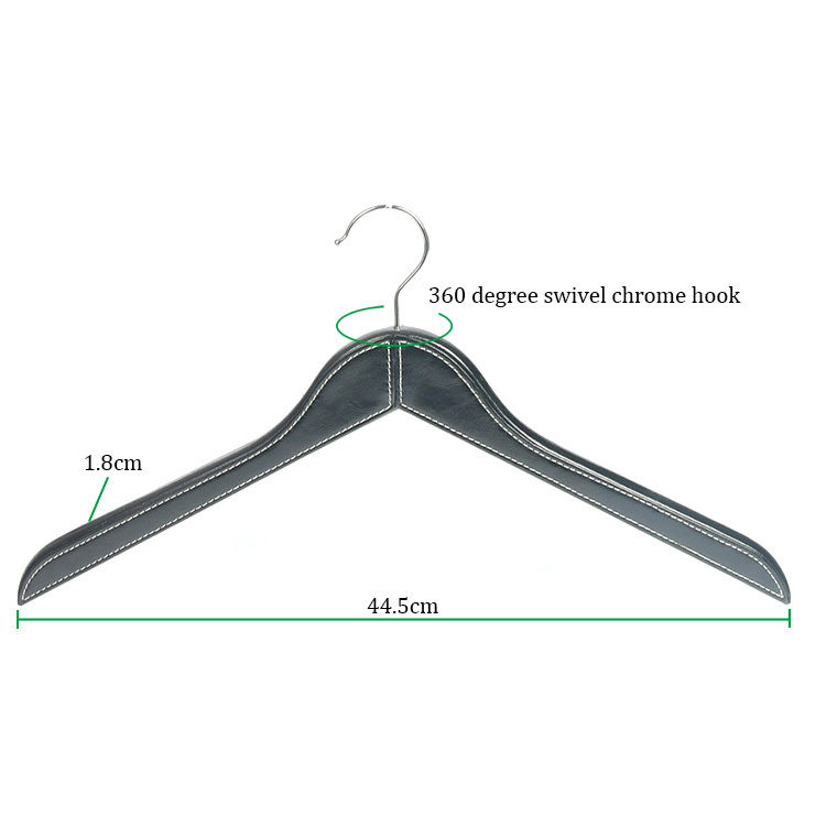 High-End Leather-Wrapped Coat Hanger, Rodless, Solid Wood, Non-Slip, and Mark-Free.