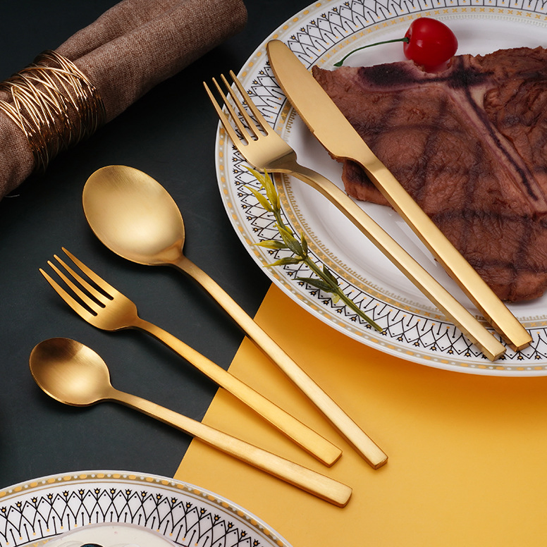 24PCS Modern Design Gold Stainless Steel Cutlery for Parties Weddings