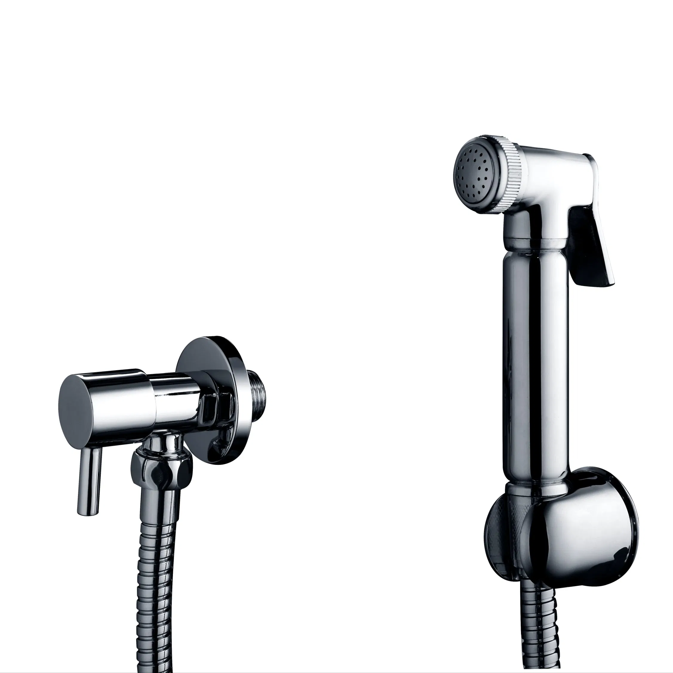 Hand Held Brass Chrome-Plated Bidet Shower Water Sprayer Toilet Angle Valve with Shower Sets