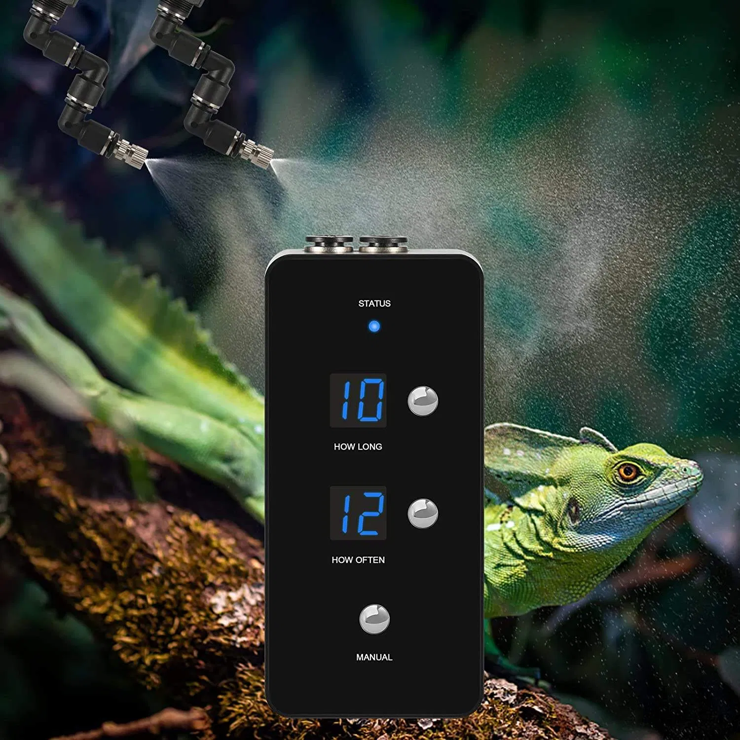 Automatic Reptile Fogger Terrariums Humidifier with Timer Spray Hoses