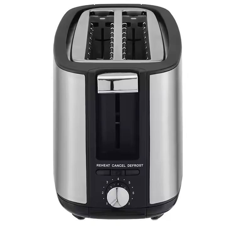 Compact 4 Slice Long Toaster with Extra Wide Slots for Bagels and Bread
