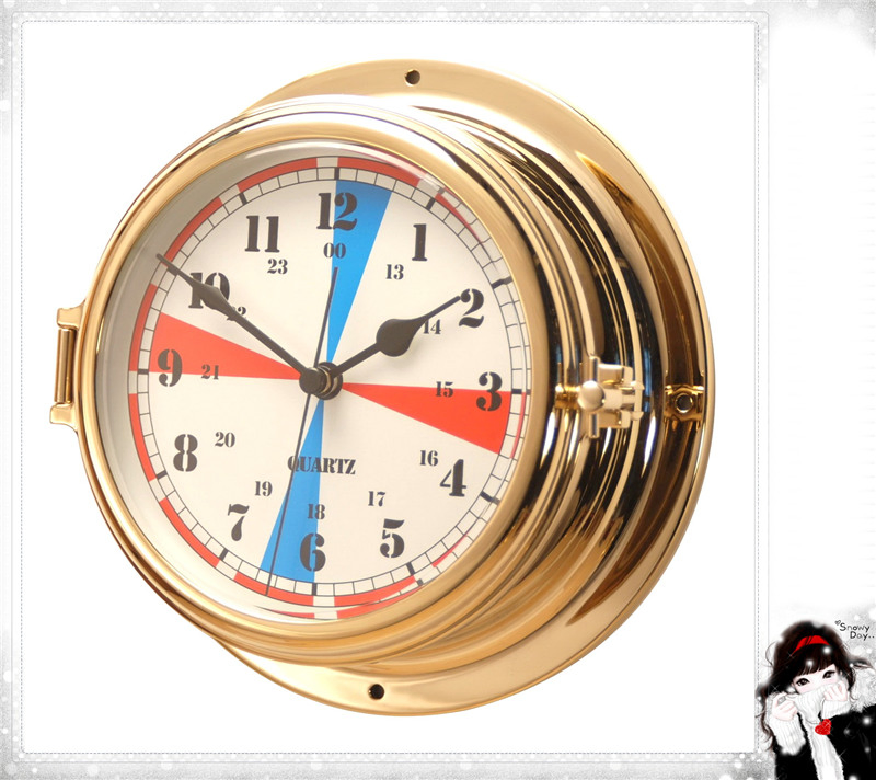 Nautical Radio Room Clock Brass Case Dial 180mm