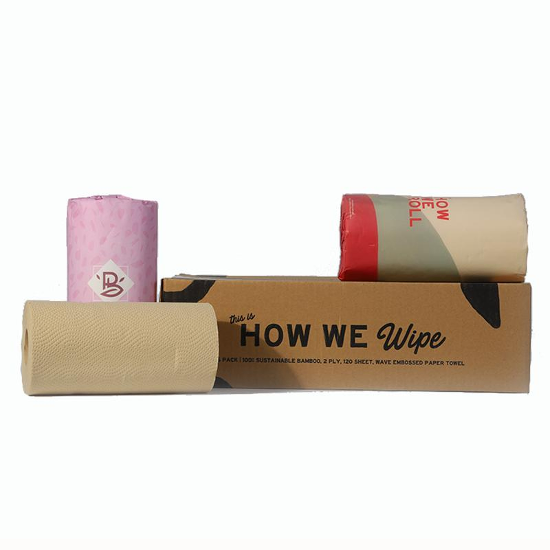 Hot Sale Customized Logo Bamboo Pulp 100%Biodegradable BPA Free Kitchen Towel Roll