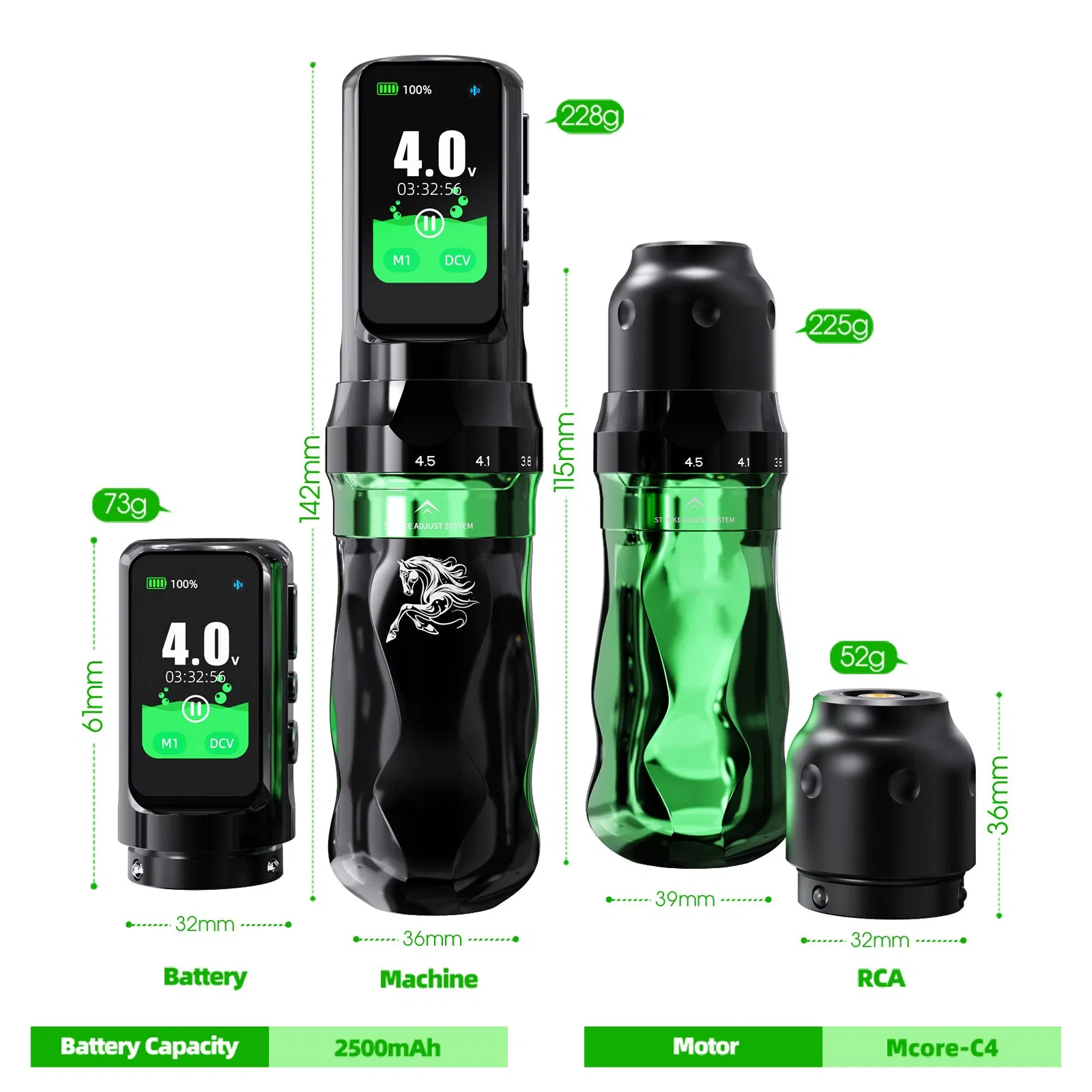 Horse Year Edition Two Battery Wireless Tattoo Pen Packing Box 4.5mm Stroke