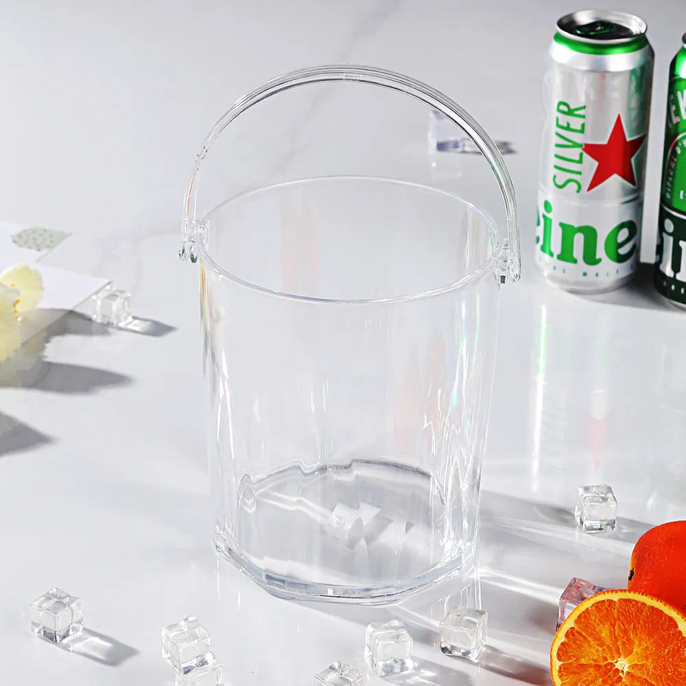 Plastic Ice Bucket - 2.2L Clear Transparent with Optional Lid